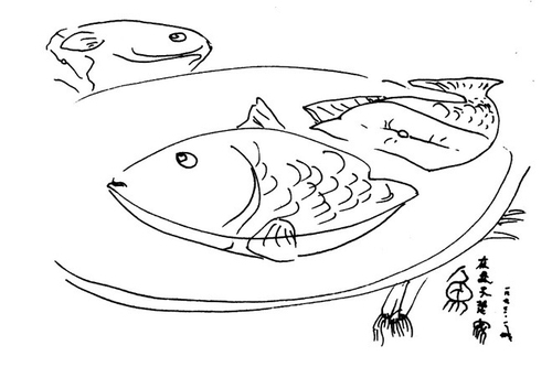 顾城画作《鱼在盘不想家》