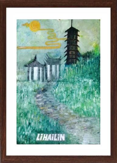 李海林油画作品-柏子秋荫